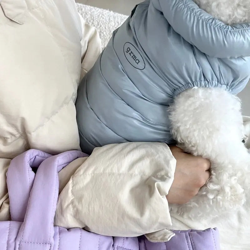 Blue M size Dog Winter Coat Quilted Puffer Jacket - Warm Cotton Padded Vest for Small Dogs, High Collar Pet Clothes for Chihuahua Yorkie Poodle Bichon Schnauzer, Lightweight Cold Weather Dog Apparel with Elastic Cuffs Wholesale Hub