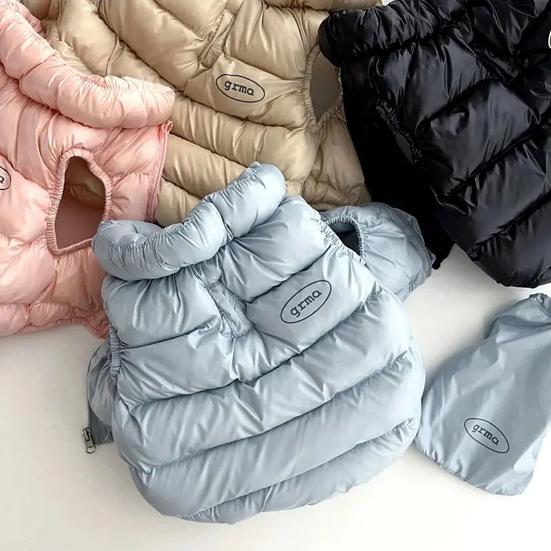Blue L size Dog Winter Coat Quilted Puffer Jacket - Warm Cotton Padded Vest for Small Dogs, High Collar Pet Clothes for Chihuahua Yorkie Poodle Bichon Schnauzer, Lightweight Cold Weather Dog Apparel with Elastic Cuffs Wholesale Hub