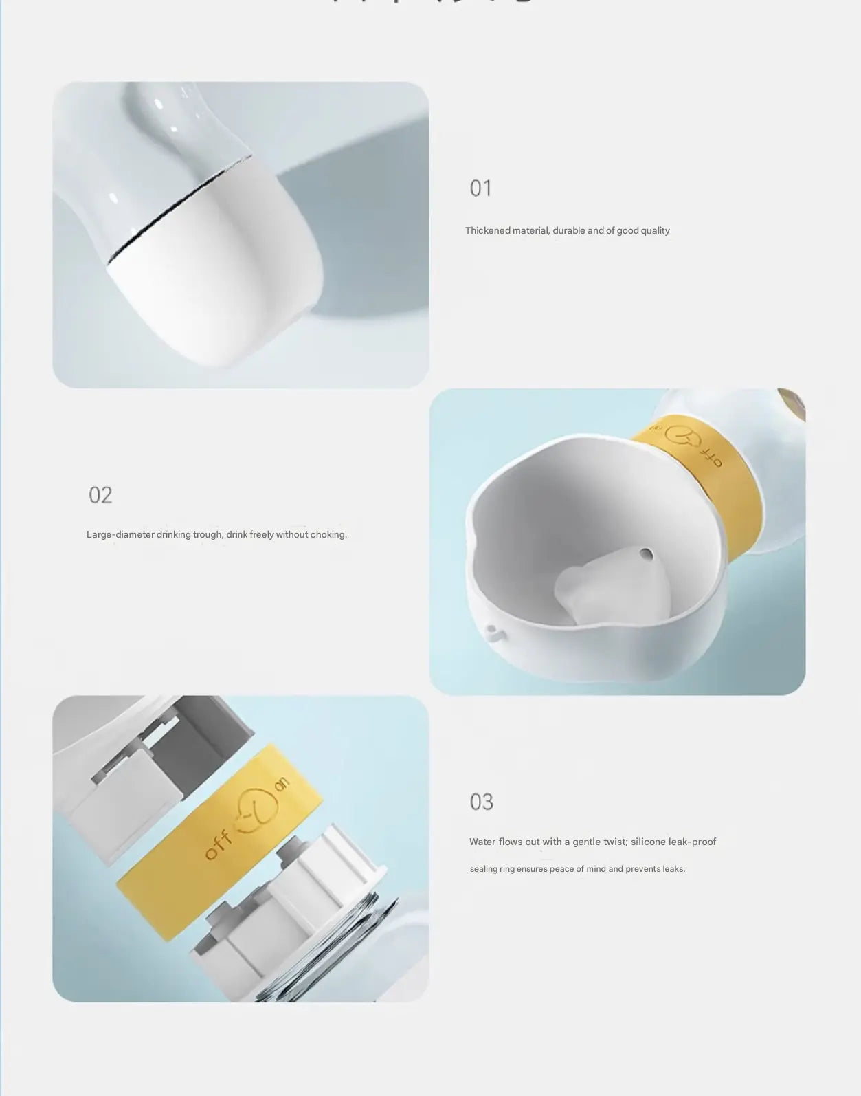White Portable Dog Water Bottle with Food Container - 2-in-1 Leak-Proof Pet Travel Water Dispenser, Cloud-Shaped Drinking Bowl, Twist-to-Dispense Design, BPA-Free HIPS/PET Material for Walking Hiking Travel Wholesale Hub