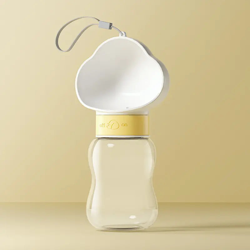 White 350ml Portable Dog Water Bottle - Leak-Proof Pet Travel Water Dispenser, Cloud-Shaped Drinking Bowl, Twist-to-Dispense Design, BPA-Free HIPS/PET Material for Walking Hiking Travel Wholesale Hub