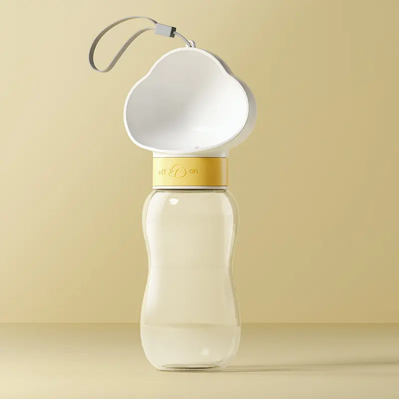 White 600ml Portable Dog Water Bottle - Leak-Proof Pet Travel Water Dispenser, Cloud-Shaped Drinking Bowl, Twist-to-Dispense Design, BPA-Free HIPS/PET Material for Walking Hiking Travel Wholesale Hub