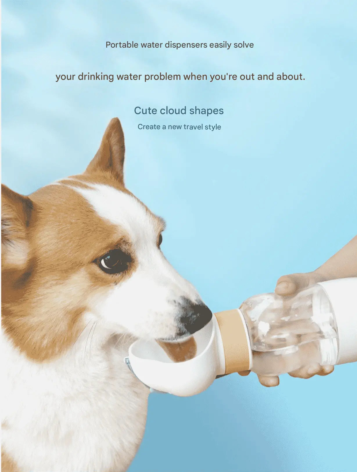 Yellow 350ml Portable Dog Water Bottle - Leak-Proof Pet Travel Water Dispenser, Cloud-Shaped Drinking Bowl, Twist-to-Dispense Design, BPA-Free HIPS/PET Material for Walking Hiking Travel Wholesale Hub