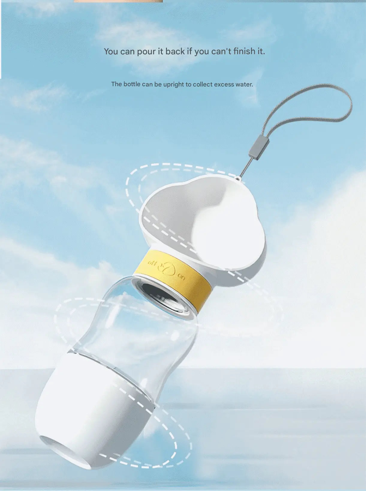Yellow 350ml Portable Dog Water Bottle - Leak-Proof Pet Travel Water Dispenser, Cloud-Shaped Drinking Bowl, Twist-to-Dispense Design, BPA-Free HIPS/PET Material for Walking Hiking Travel Wholesale Hub