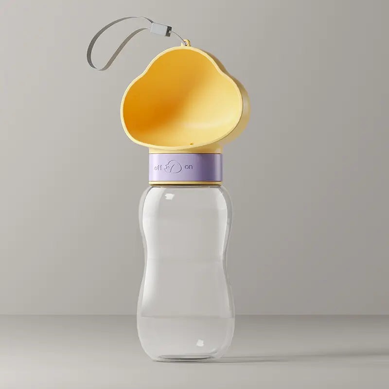 Yellow 650ml Portable Dog Water Bottle - Leak-Proof Pet Travel Water Dispenser, Cloud-Shaped Drinking Bowl, Twist-to-Dispense Design, BPA-Free HIPS/PET Material for Walking Hiking Travel Wholesale Hub
