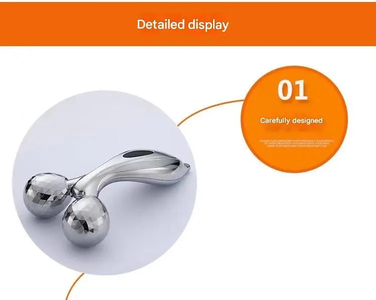 Silvery 3D Face Roller Massager V-Shaped Lifting Tool - Double Ball Facial Massage Device for Skin Tightening Wrinkle Reduction Jawline Contouring Beauty Care Wholesale Hub