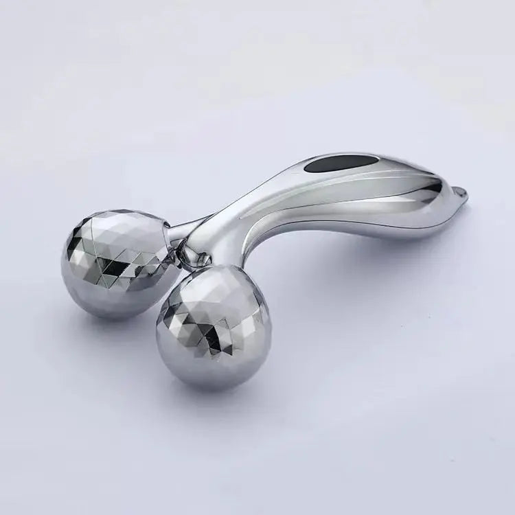 Aureate 3D Face Roller Massager V-Shaped Lifting Tool - Double Ball Facial Massage Device for Skin Tightening Wrinkle Reduction Jawline Contouring Beauty Care Wholesale Hub