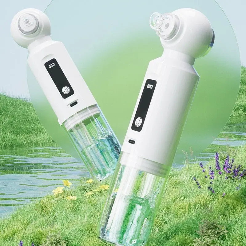 White Heated Micro-Bubble Blackhead Remover Vacuum Pore Cleaner - 46C Hot Compress Electric Water Cycle Facial Cleansing Device with 6 Suction Heads 3 Modes Wholesale Hub