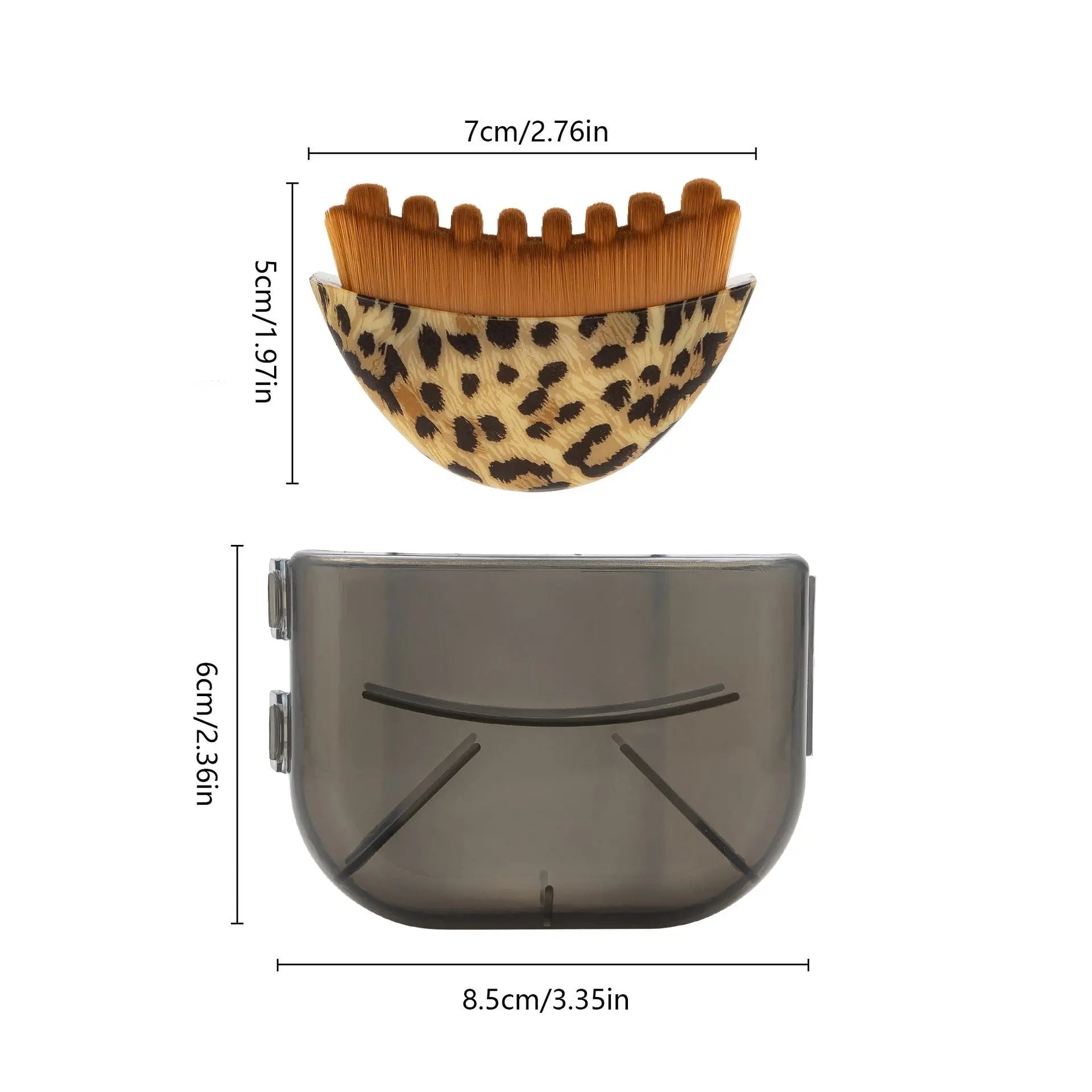 Leopard print Lymphatic Contour Face Brush - Curved Facial Eye Neck Massage Tool - Nylon Bristle Body Brush for Skin Tightening Circulation Detox - Plastic Handle Dry Brushing Wholesale Hub