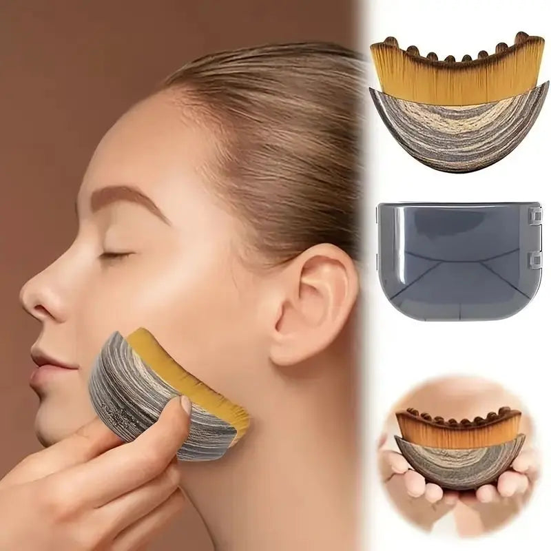 Leopard print Lymphatic Contour Face Brush - Curved Facial Eye Neck Massage Tool - Nylon Bristle Body Brush for Skin Tightening Circulation Detox - Plastic Handle Dry Brushing Wholesale Hub
