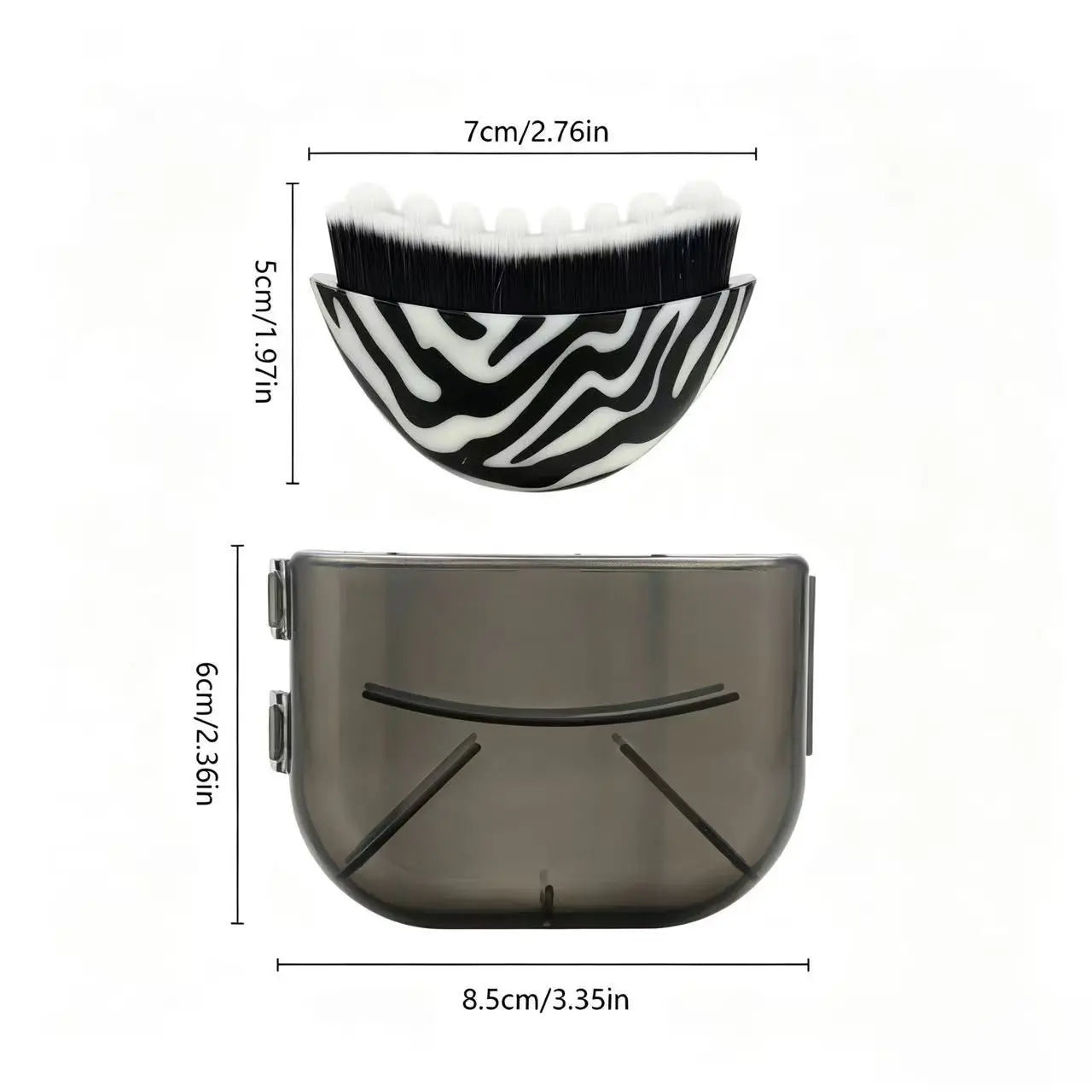 Zebra print Lymphatic Contour Face Brush - Curved Facial Eye Neck Massage Tool - Nylon Bristle Body Brush for Skin Tightening Circulation Detox - Plastic Handle Dry Brushing Wholesale Hub