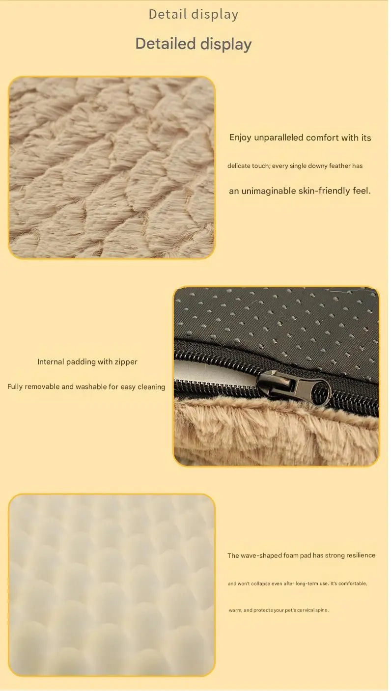 Pink S size Pet Dog Bed Mat - Plush Short Fur Cover with Wave Foam Padding - Washable Removable Cover, Non-Slip Base, Warm Winter Cushion for Dogs and Cats, Multiple Sizes Wholesale Hub