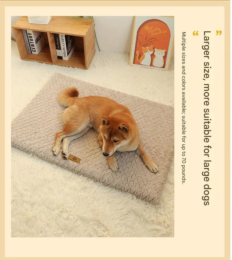 Pink XL size Pet Dog Bed Mat - Plush Short Fur Cover with Wave Foam Padding - Washable Removable Cover, Non-Slip Base, Warm Winter Cushion for Dogs and Cats, Multiple Sizes Wholesale Hub