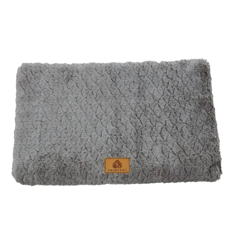 Grey XL size Pet Dog Bed Mat - Plush Short Fur Cover with Wave Foam Padding - Washable Removable Cover, Non-Slip Base, Warm Winter Cushion for Dogs and Cats, Multiple Sizes Wholesale Hub