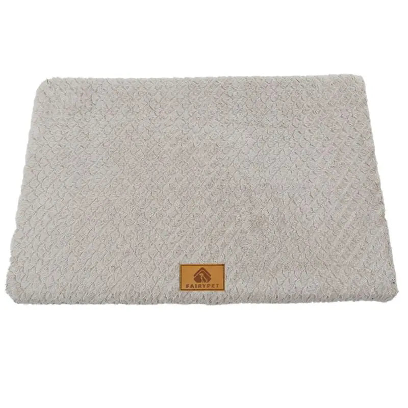 Silver-gray XL size Pet Dog Bed Mat - Plush Short Fur Cover with Wave Foam Padding - Washable Removable Cover, Non-Slip Base, Warm Winter Cushion for Dogs and Cats, Multiple Sizes Wholesale Hub