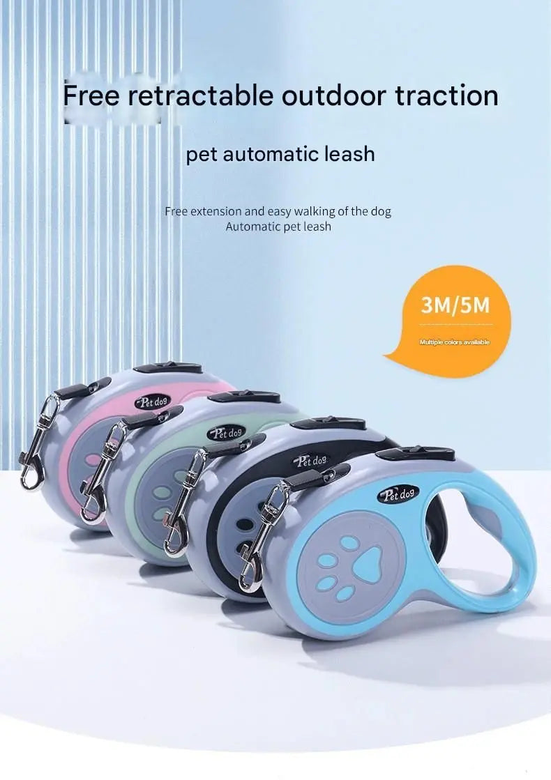 Black Automatic Retractable Dog Leash - 3M Extendable Lead with One-Handed Brake Lock - ABS Casing, Ergonomic Grip, Tangle-Free Nylon Tape, Outdoor Walking Essential Wholesale Hub