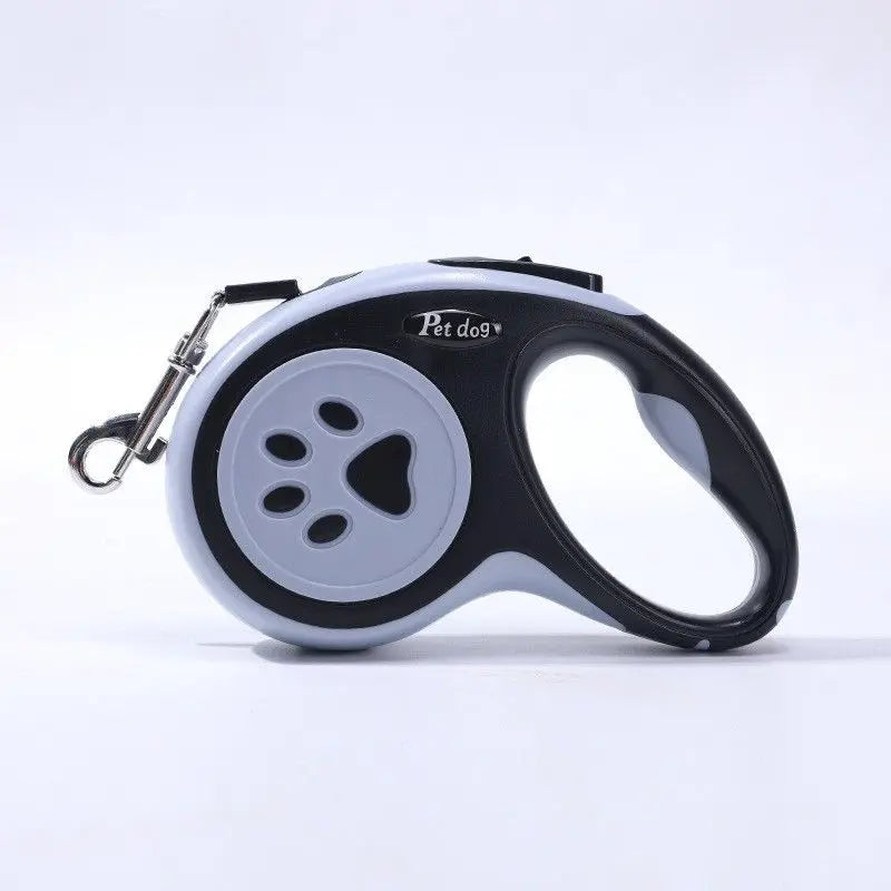 Black Automatic Retractable Dog Leash - 5M Extendable Lead with One-Handed Brake Lock - ABS Casing, Ergonomic Grip, Tangle-Free Nylon Tape, Outdoor Walking Essential Wholesale Hub