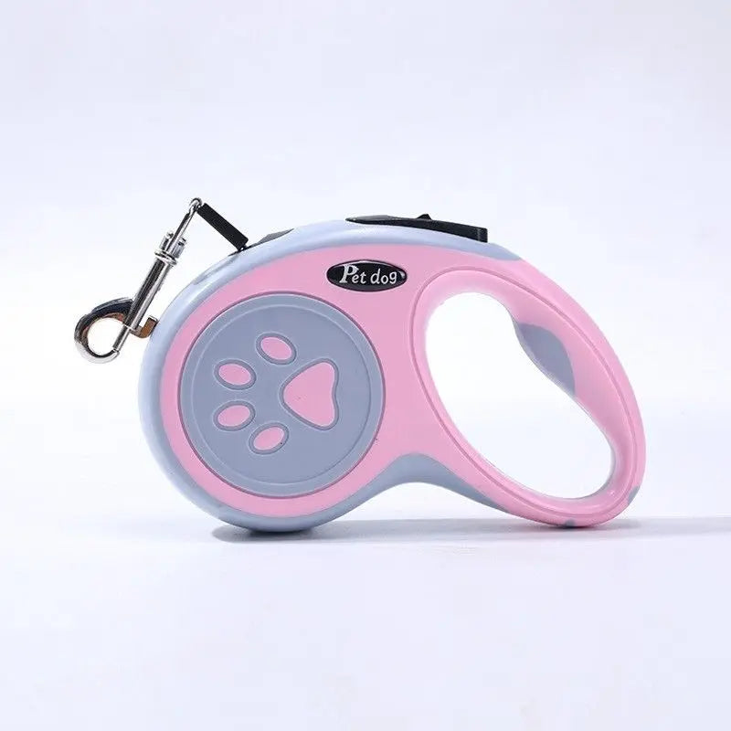 Pink Automatic Retractable Dog Leash - 3M Extendable Lead with One-Handed Brake Lock - ABS Casing, Ergonomic Grip, Tangle-Free Nylon Tape, Outdoor Walking Essential Wholesale Hub