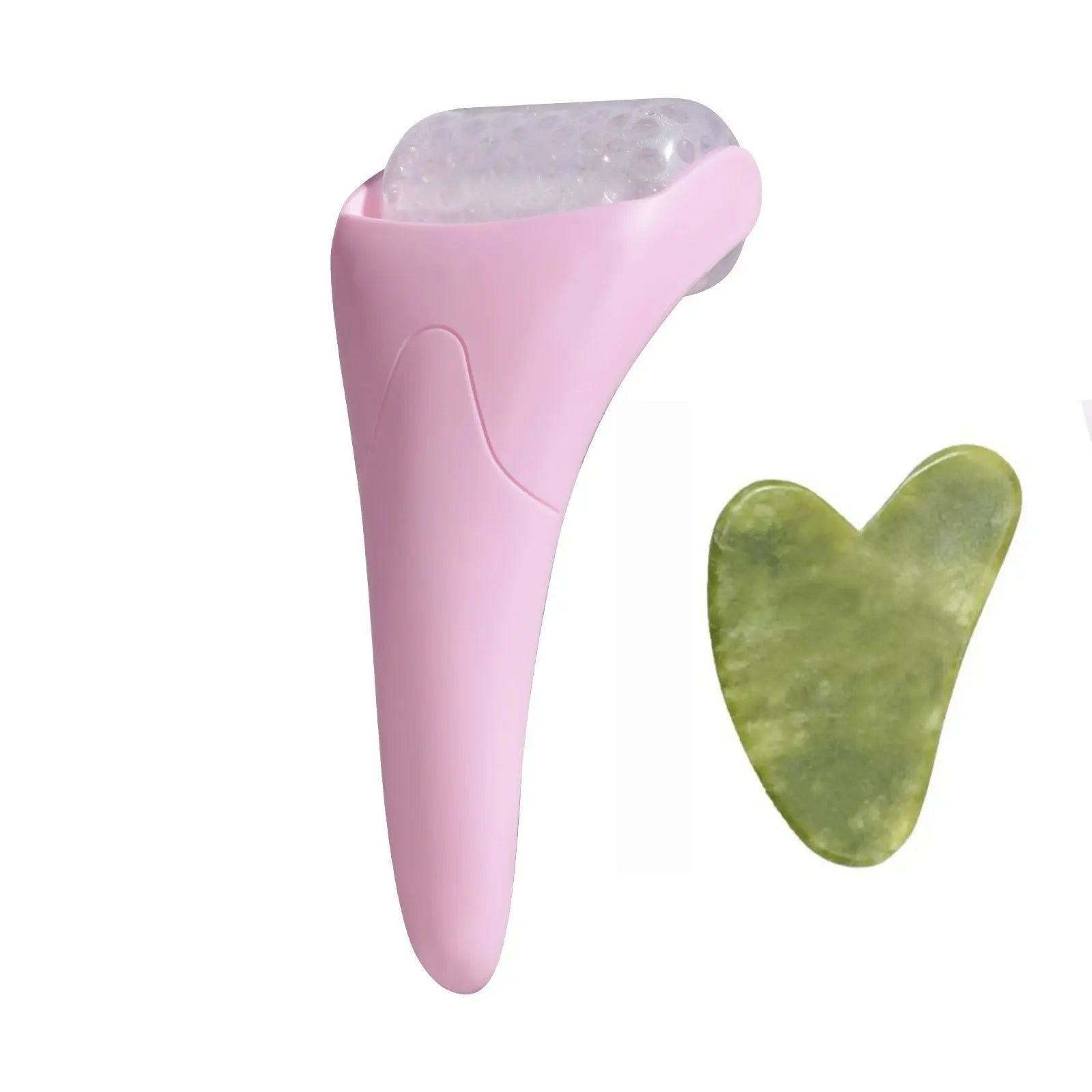 2-piece Light Pink Face Ice Roller with Gel Cooling Head and Gua Sha Board- Reusable PP and Gel Cold Massage Tool for De-Puffing, Soothing, and Refreshing Skin, Easy to Freeze, Comfortable Grip, Daily Skincare Essential Wholesale Hub