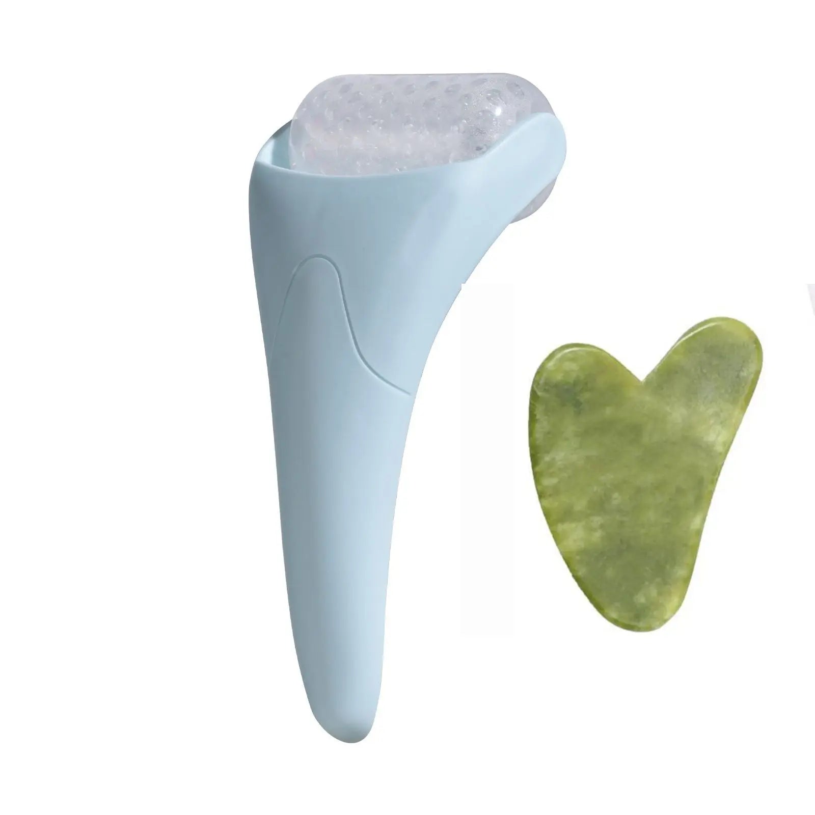 2-piece Light Blue Face Ice Roller with Gel Cooling Head and Gua Sha Board- Reusable PP and Gel Cold Massage Tool for De-Puffing, Soothing, and Refreshing Skin, Easy to Freeze, Comfortable Grip, Daily Skincare Essential Wholesale Hub
