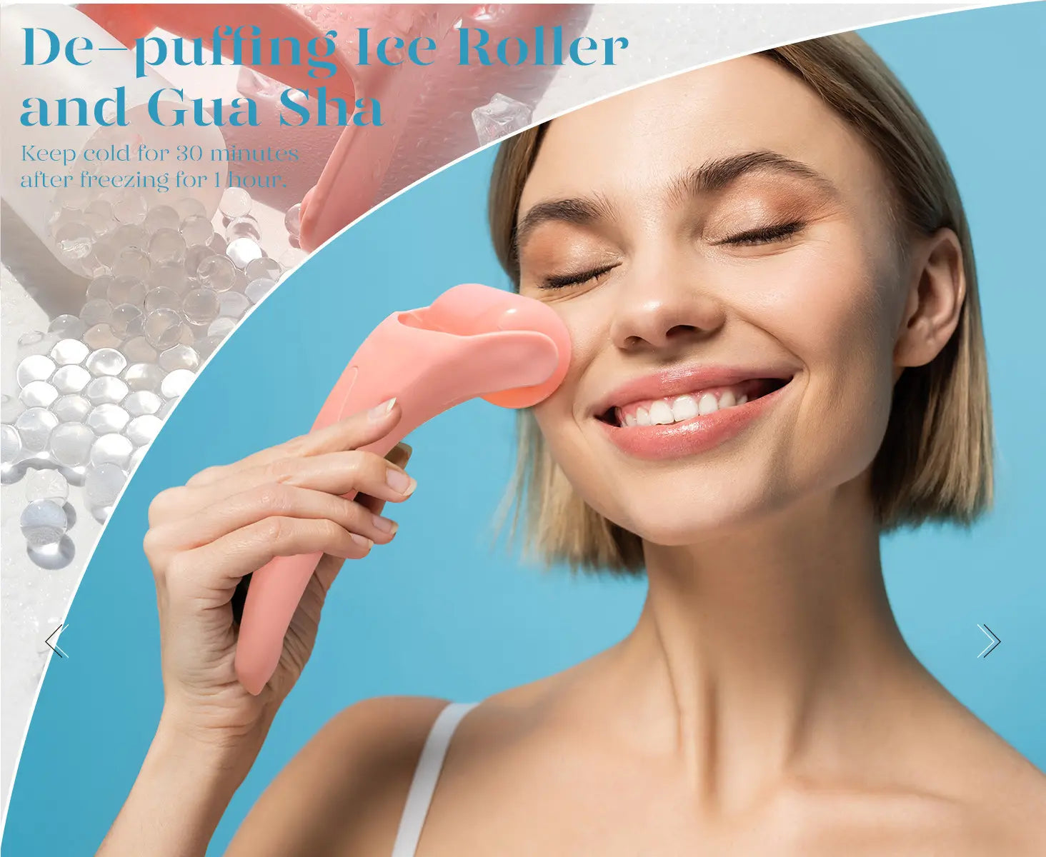 2-piece Light Blue Face Ice Roller with Gel Cooling Head and Gua Sha Board- Reusable PP and Gel Cold Massage Tool for De-Puffing, Soothing, and Refreshing Skin, Easy to Freeze, Comfortable Grip, Daily Skincare Essential Wholesale Hub