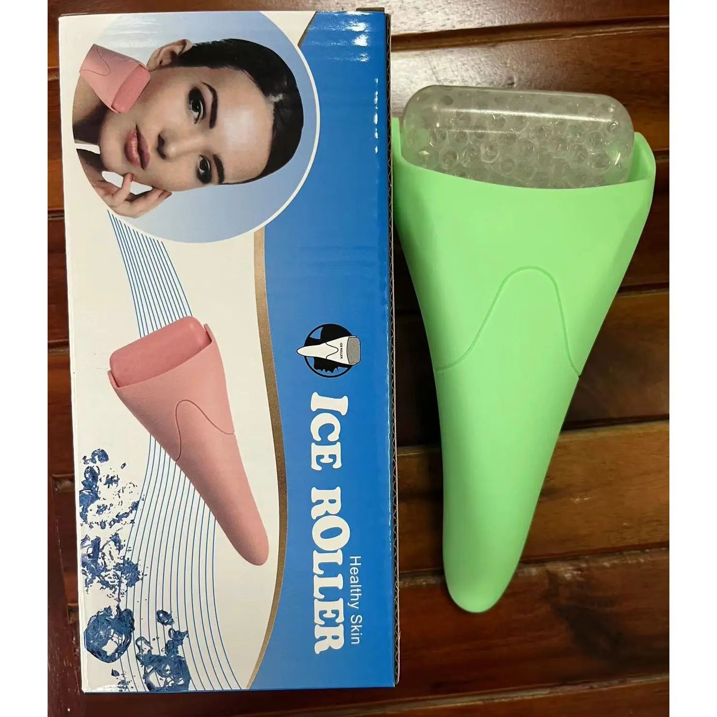 Green Face Ice Roller with Gel Cooling Head- Reusable PP and Gel Cold Massage Tool for De-Puffing, Soothing, and Refreshing Skin, Easy to Freeze, Comfortable Grip, Daily Skincare Essential Wholesale Hub