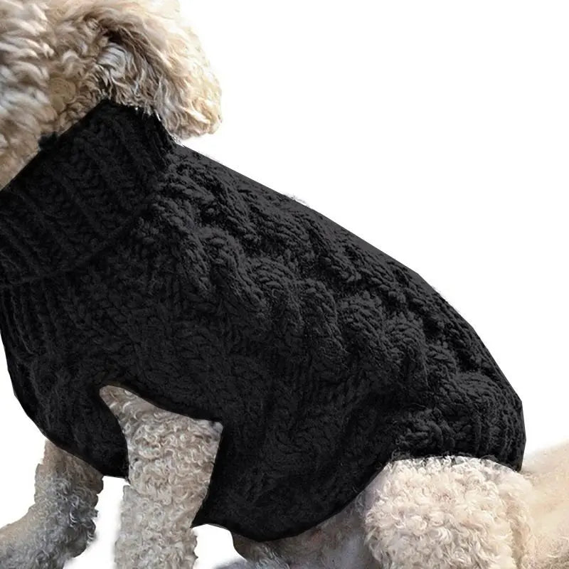 Black M size Cosy Cable Knit Dog Jumper - Warm Winter Pet Clothing, Soft High Neck Design, Small to Medium Dogs, Easy Wear Pullover Style, Ideal for Chilly Evenings and Outdoor Walks Wholesale Hub