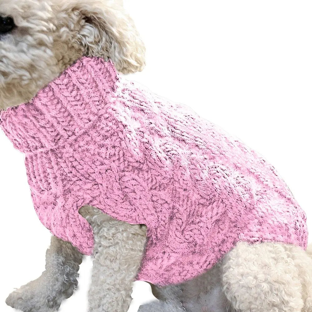 Pink XL size Cosy Cable Knit Dog Jumper - Warm Winter Pet Clothing, Soft High Neck Design, Small to Medium Dogs, Easy Wear Pullover Style, Ideal for Chilly Evenings and Outdoor Walks Wholesale Hub