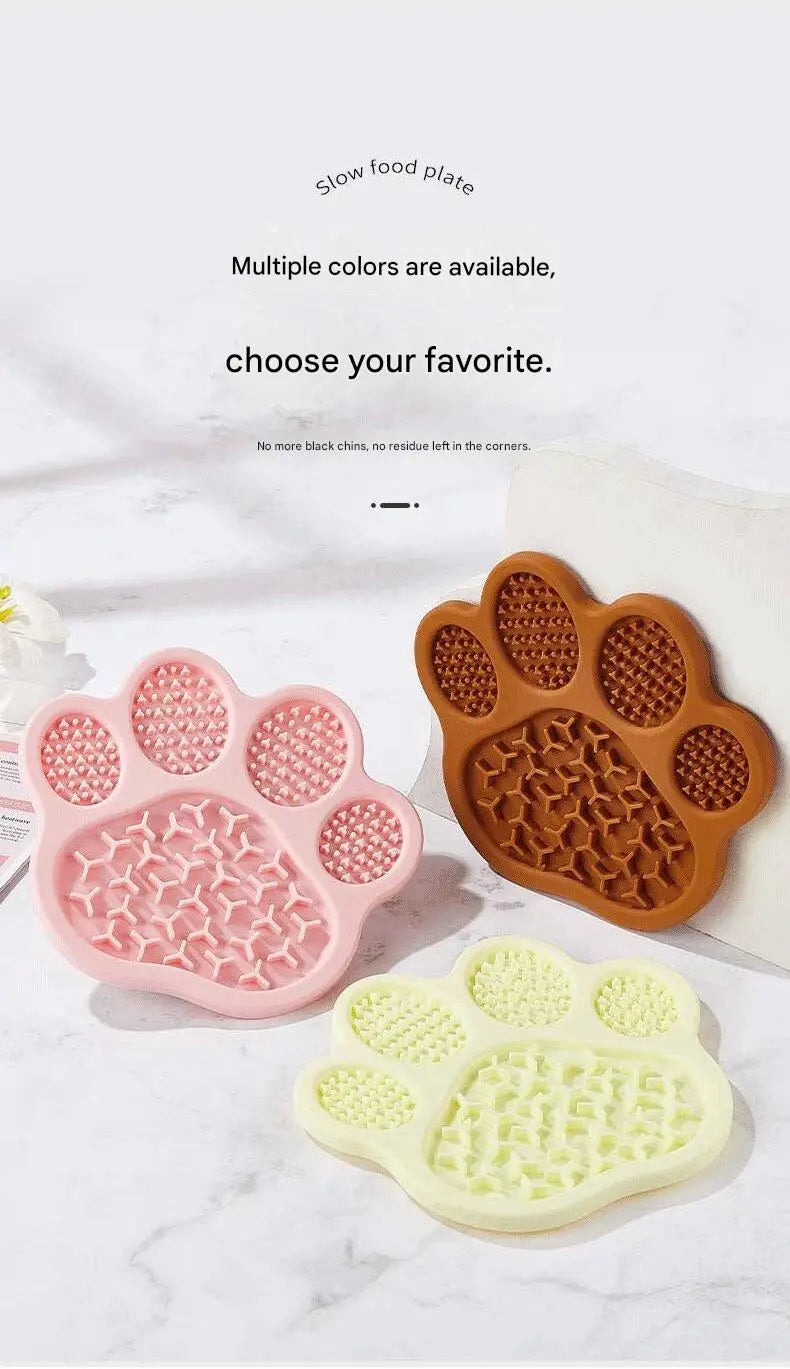 Light Yellow Silicone Slow Feeder Lick Mat for Dogs and Cats - Paw Shaped Non Slip Pet Bowl with Suction Cups - BPA Free, Dishwasher Safe, Freezer Safe, Anxiety Relief, Easy Clean, 20x17cm - Pink, Brown, Yellow Wholesale Hub