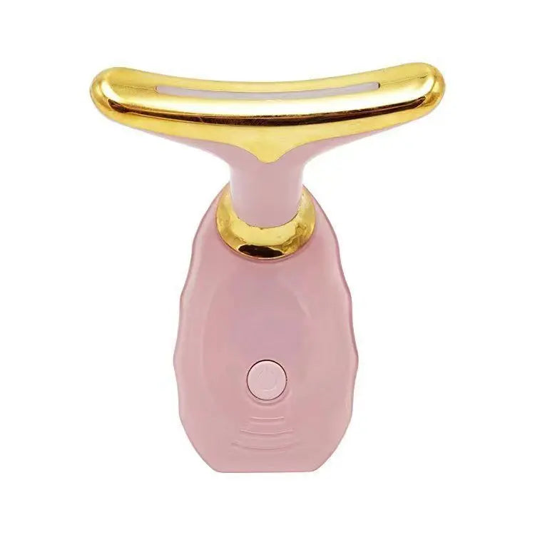 Pink Neck and Face Massager - 3 Colour Light Therapy, EMS Microcurrent, Vibration & Heat - Rechargeable Anti-Ageing Device for Wrinkles, Neck Lines, Jawline & Skin Tightening - Portable Home Beauty Tool Wholesale Hub