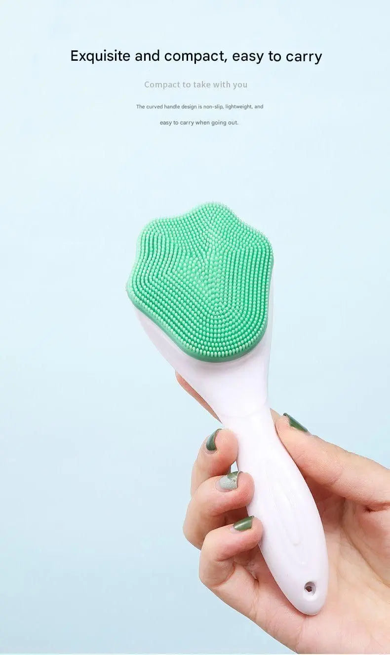 Green Silicone Cat Paw Face Brush - Long Handle Manual Facial Cleanser for Deep Pore Cleaning, Exfoliating & Massaging - Soft Bristles for Blackhead Removal, Gentle on Skin, Travel Friendly Wholesale Hub