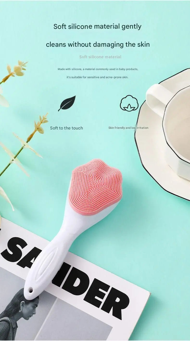 Green Silicone Cat Paw Face Brush - Long Handle Manual Facial Cleanser for Deep Pore Cleaning, Exfoliating & Massaging - Soft Bristles for Blackhead Removal, Gentle on Skin, Travel Friendly Wholesale Hub