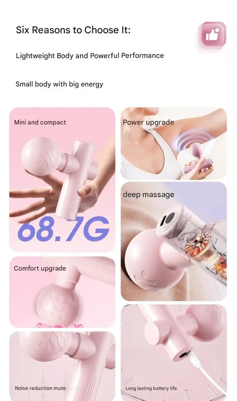 Black Mini Massage Gun - Pocket-Sized Deep Tissue Percussion Massager with 4 Speeds, 7mm Amplitude, 12KG Force, USB-C Rechargeable - Ultra Quiet, 68.7g Lightweight for Muscle Recovery, Travel, Office Wholesale Hub