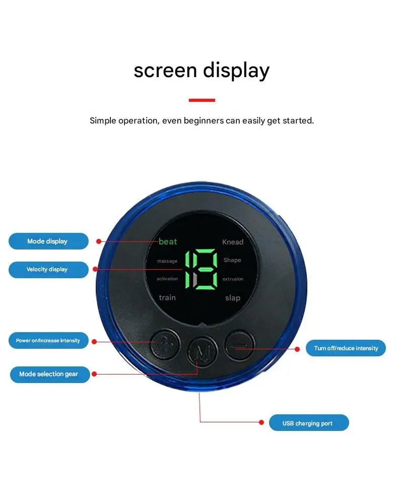 7-pack Black and Blue Mini Massage Patch - Portable Smart Neck & Shoulder Massager with 8 Modes, 19 Intensity Levels, USB Rechargeable, PU & PET Material for Muscle Relief Wholesale Hub