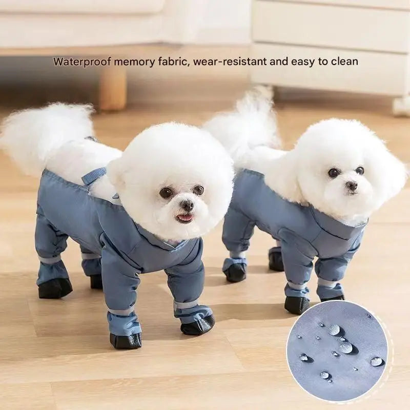 Grey XL size Pet Waterproof Full-Body Dust-Proof Pants with Belly Coverage - Adjustable Straps, 4-Leg Protection for Small Dogs, Easy Clean Outdoor Wear Wholesale Hub