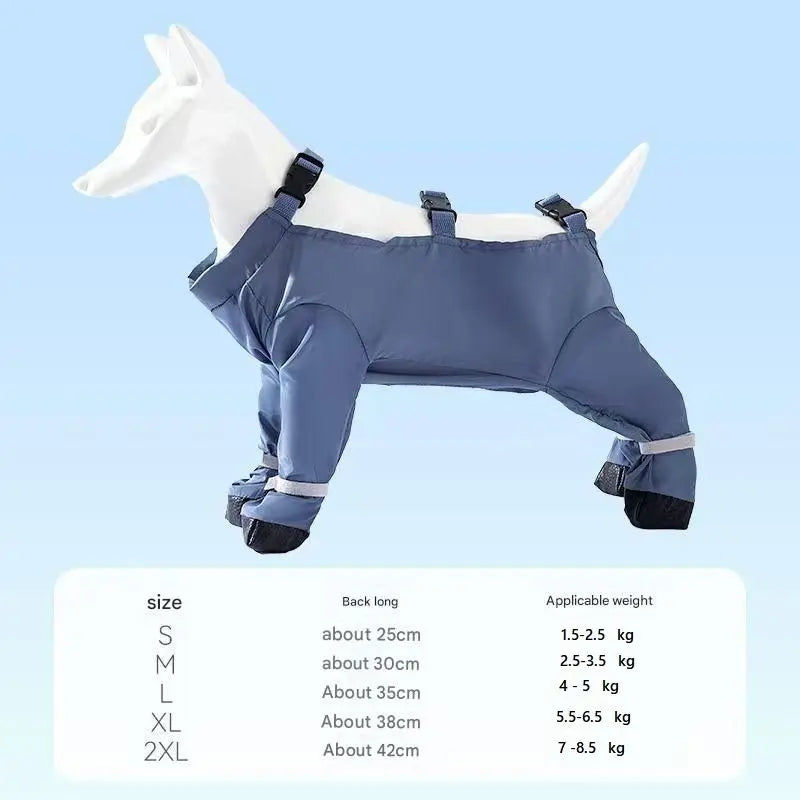 Grey XL size Pet Waterproof Full-Body Dust-Proof Pants with Belly Coverage - Adjustable Straps, 4-Leg Protection for Small Dogs, Easy Clean Outdoor Wear Wholesale Hub