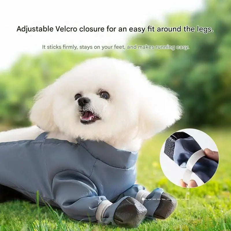 Grey XXL size Pet Waterproof Full-Body Dust-Proof Pants with Belly Coverage - Adjustable Straps, 4-Leg Protection for Small Dogs, Easy Clean Outdoor Wear Wholesale Hub