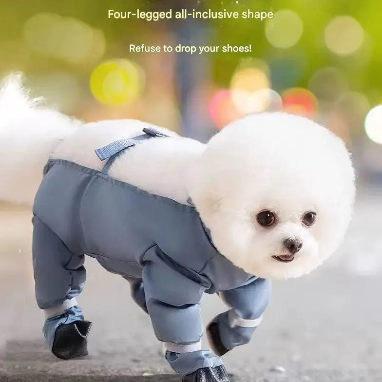 Grey XXL size Pet Waterproof Full-Body Dust-Proof Pants with Belly Coverage - Adjustable Straps, 4-Leg Protection for Small Dogs, Easy Clean Outdoor Wear Wholesale Hub