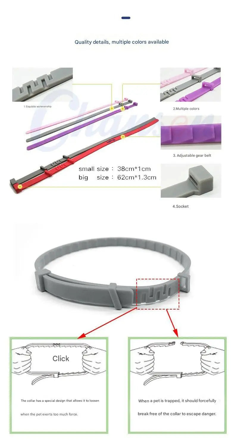 2-piece Grey 62cm Adjustable Flea and Tick Collar for Dogs and Cats - 8 Month Protection, Waterproof TPR Design with Safety Release - Repels Fleas, Ticks, and Mosquitoes for Small to Large Pets Wholesale Hub