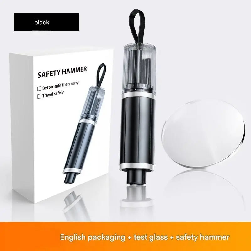 Black 2-in-1 Car Window Breaker and Seatbelt Cutter - Tungsten Steel Tip, Compact Emergency Escape Tool for Vehicle Safety, Portable Survival Hammer Wholesale Hub