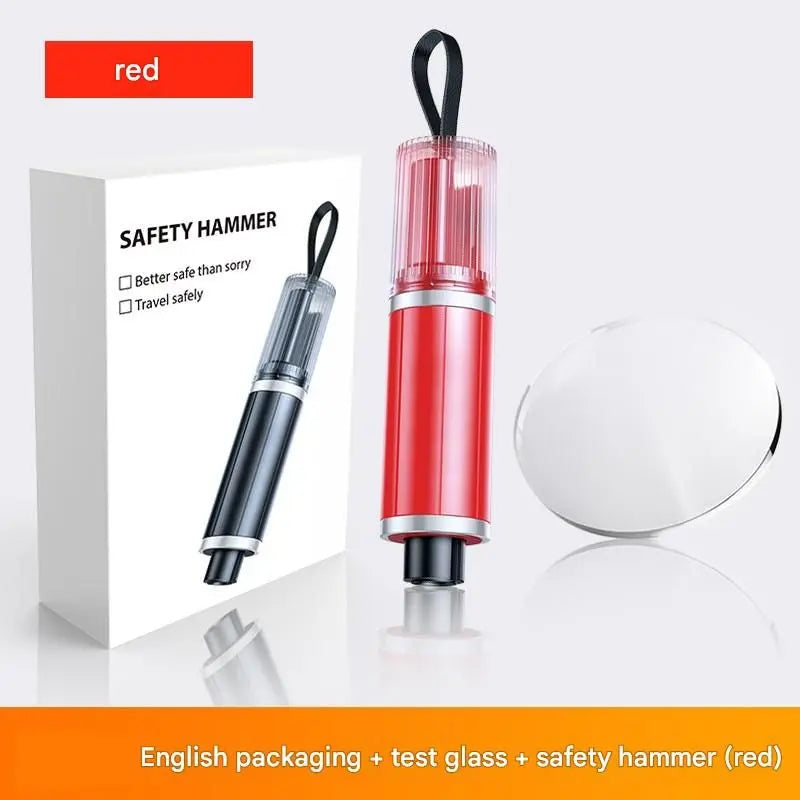 Red 2-in-1 Car Window Breaker and Seatbelt Cutter - Tungsten Steel Tip, Compact Emergency Escape Tool for Vehicle Safety, Portable Survival Hammer Wholesale Hub