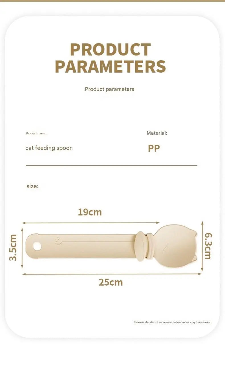 Beige Cat Treat Spoon for Wet Food & Paste - Extra-Long PP Handle, Food-Grade Squeeze Feeder with Anti-Spill Bowl, Easy One-Handed Operation for Cats Wholesale Hub