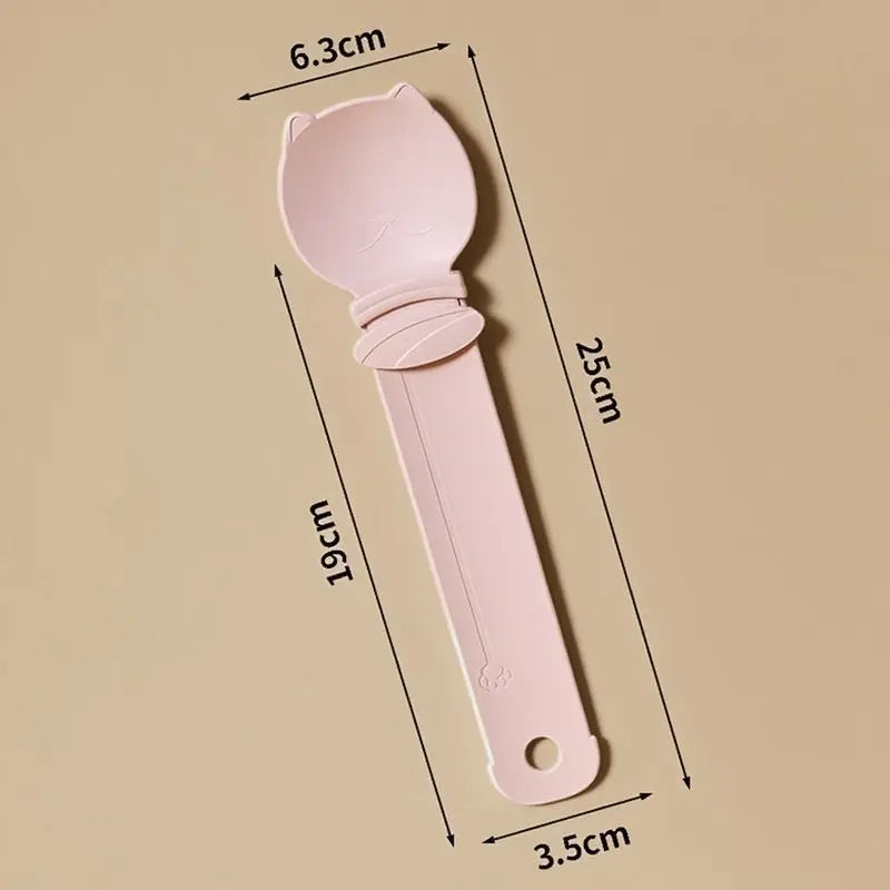 Pink Cat Treat Spoon for Wet Food & Paste - Extra-Long PP Handle, Food-Grade Squeeze Feeder with Anti-Spill Bowl, Easy One-Handed Operation for Cats Wholesale Hub