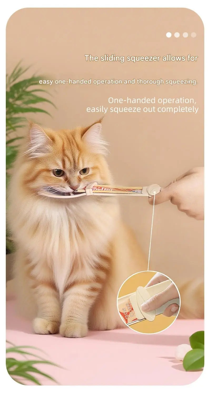 Pink Cat Treat Spoon for Wet Food & Paste - Extra-Long PP Handle, Food-Grade Squeeze Feeder with Anti-Spill Bowl, Easy One-Handed Operation for Cats Wholesale Hub