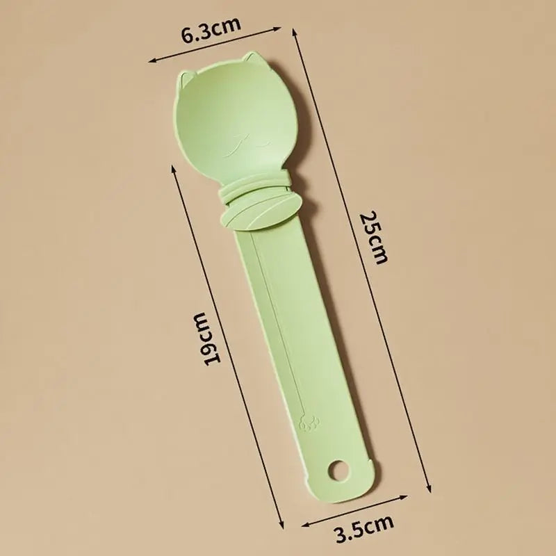 Green Cat Treat Spoon for Wet Food & Paste - Extra-Long PP Handle, Food-Grade Squeeze Feeder with Anti-Spill Bowl, Easy One-Handed Operation for Cats Wholesale Hub