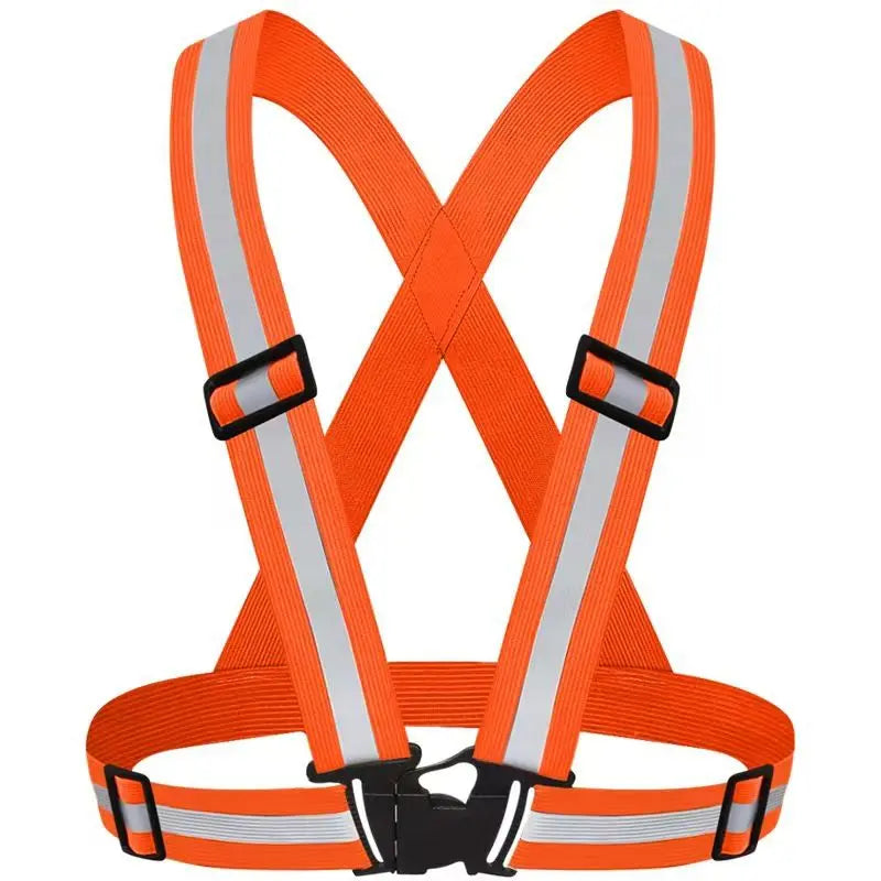 Orange Adjustable Reflective Safety Vest - High Visibility Elastic Straps for Night Running, Cycling & Construction, Lightweight Polyester Reflective Harness for Adults Wholesale Hub
