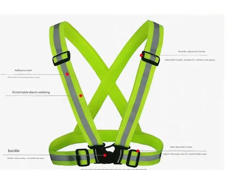 Orange Adjustable Reflective Safety Vest - High Visibility Elastic Straps for Night Running, Cycling & Construction, Lightweight Polyester Reflective Harness for Adults Wholesale Hub