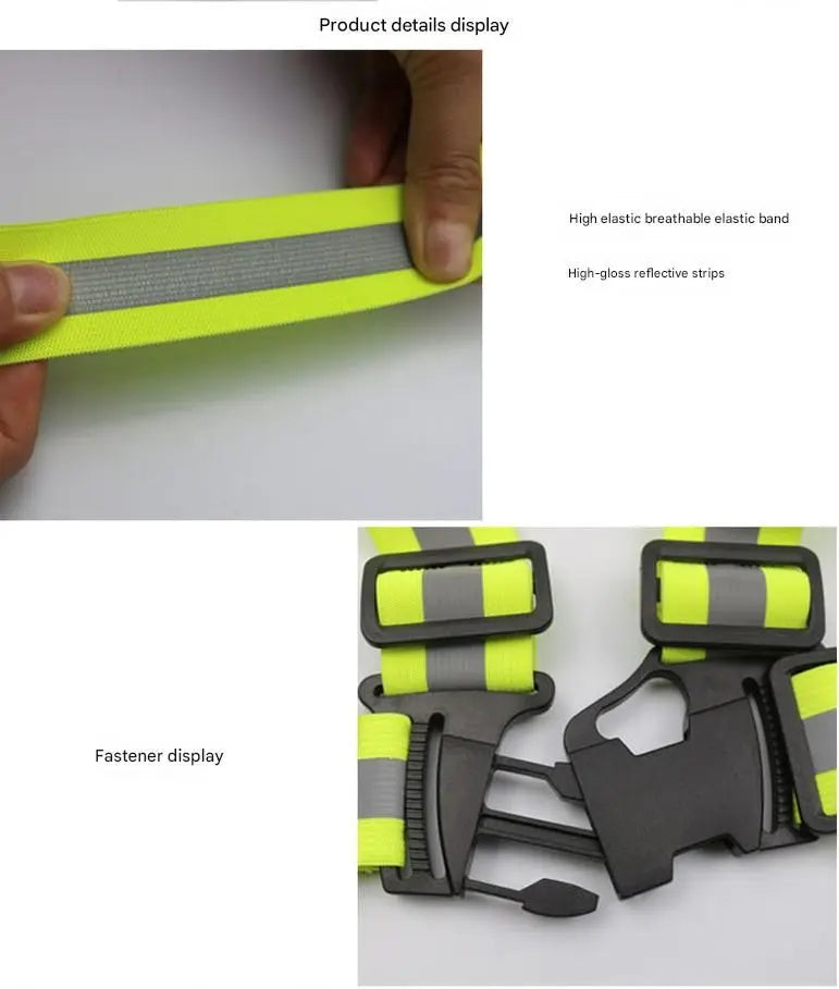 Orange Adjustable Reflective Safety Vest - High Visibility Elastic Straps for Night Running, Cycling & Construction, Lightweight Polyester Reflective Harness for Adults Wholesale Hub