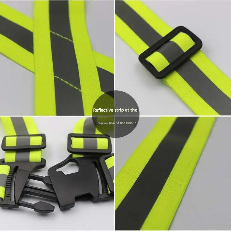 Orange Adjustable Reflective Safety Vest - High Visibility Elastic Straps for Night Running, Cycling & Construction, Lightweight Polyester Reflective Harness for Adults Wholesale Hub