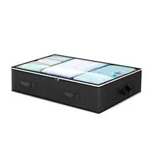 Black Under Bed Storage Bag - Foldable Underbed Organiser with Clear Window and Handles for Blankets Clothes Wholesale Hub