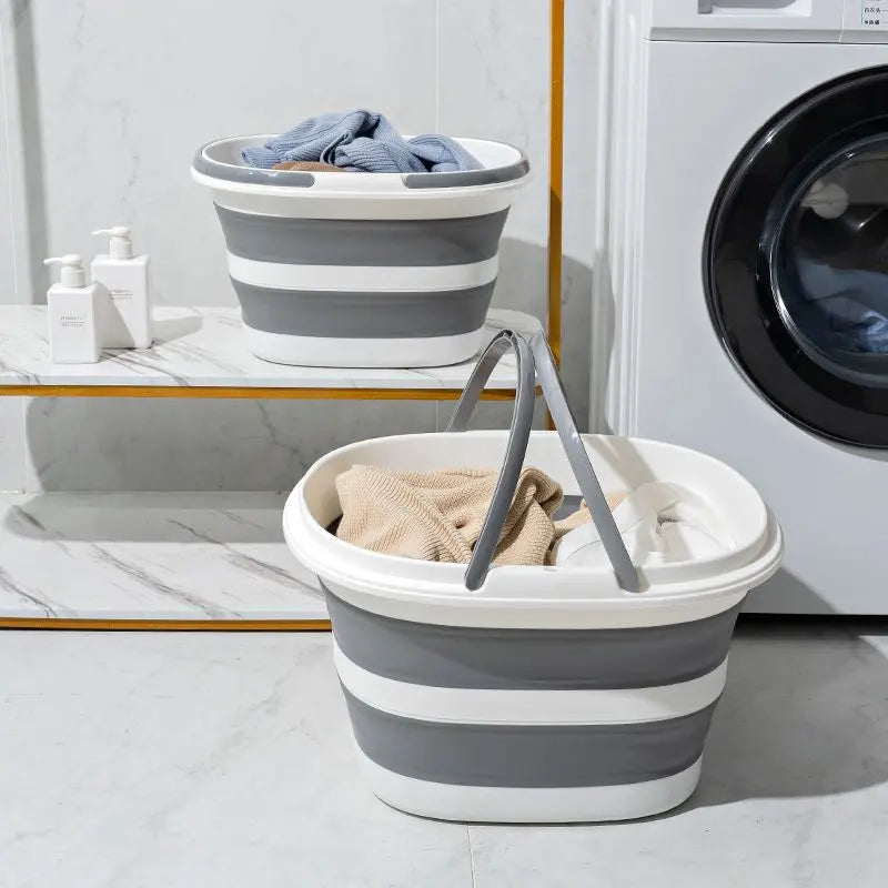 Blue Foldable Collapsible Bucket - 16L Portable Space Saving Basin for Laundry Cleaning Outdoor Use Wholesale Hub